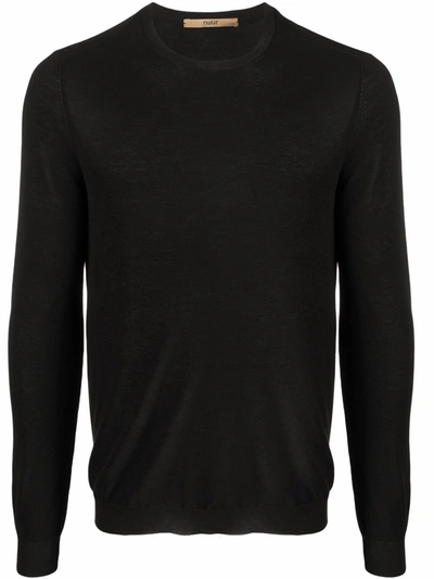 Nuur Comfort Fit Long Sleeves Crew Neck Sweater In Black