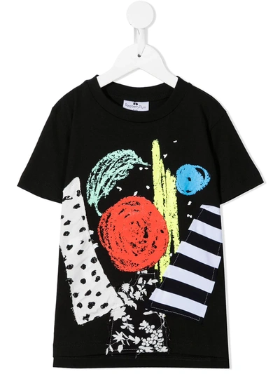 Raspberry Plum Kids' Graphic-print Patchwork T-shirt In Black