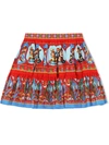 DOLCE & GABBANA CARRETTO-PRINT PLEATED MINISKIRT