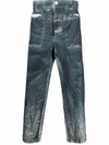 Sunnei Bleached-effect Cropped Trousers In Blue