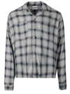 Rhude Check Print Camp Shirt Grey And Blue In Grey