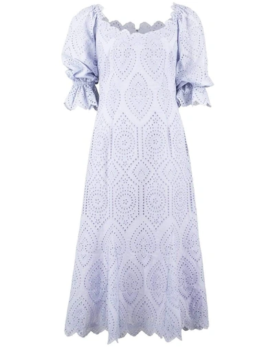 Luisa Beccaria Broderie-anglaise Cotton-poplin Dress In Lilac