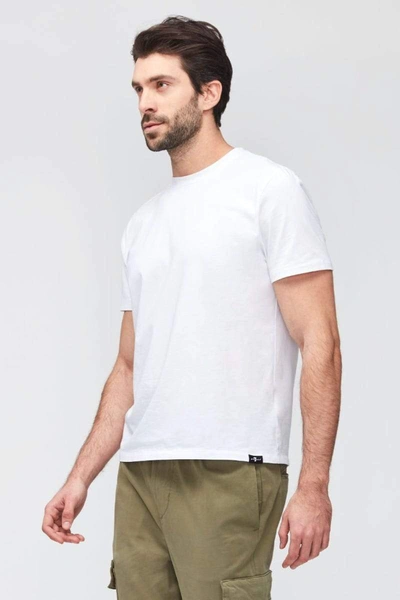 7 For All Mankind Luxe Performance Brand-tab Stretch-cotton T-shirt In Hilo White