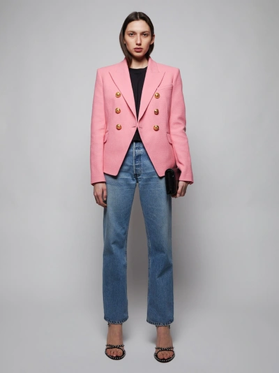 Balmain Pink Double-breasted Jacket In Rose Moyen