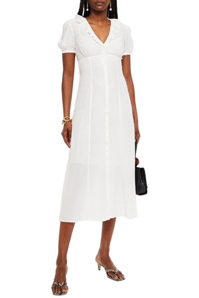 M Missoni Ruffle-trimmed Silk Crepe De Chine Midi Dress In White