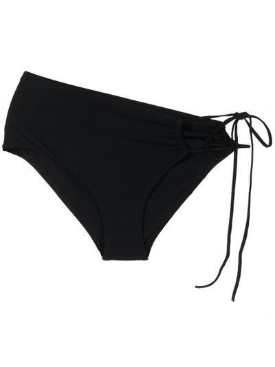 Christopher Esber Asymmetric Ruched High Side-tie Bikini Brief Black
