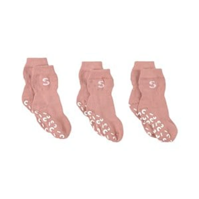 Stuckies Babies' ® 3-pack Dusty Coral ® Socks In Pink