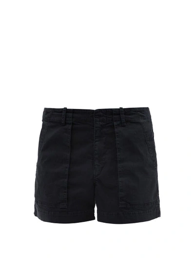 Nili Lotan Patch-pocket Cotton-blend Twill Shorts In Dark Navy