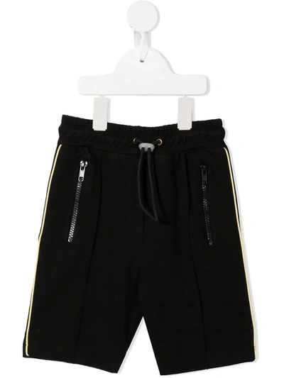 Raspberry Plum Drawstring-waist Track Shorts In 黑色