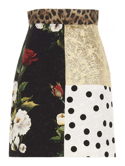 Dolce & Gabbana Multicolor Patchwork A-line Skirt In Pink