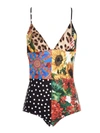 DOLCE & GABBANA PATCHWORK ONE-PIECE SWIMSUIT IN MULTICOLOR