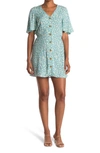 Abound Flutter Sleeve Button Front Dress In Blue Brushed Dots