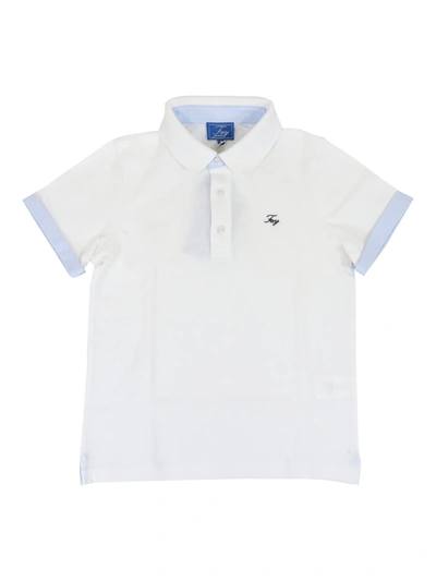 Fay Kids' Cotton Polo Shirt In White