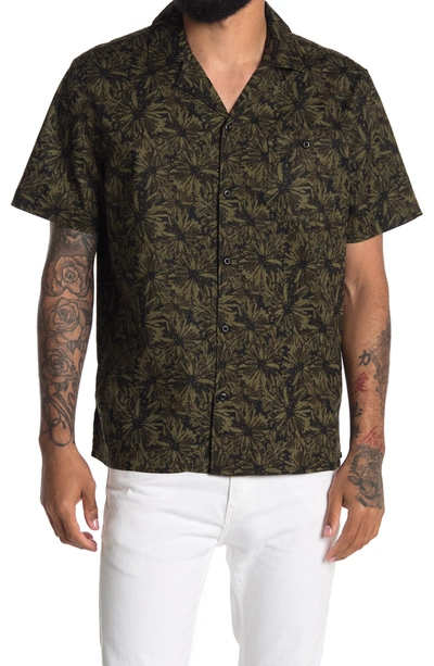 Abound Printed Short Sleeve Regular Fit Camp Shirt In Black-olive Daisy Prt