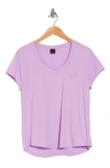 Free Press V-neck Pocket T-shirt In Purple Sheer