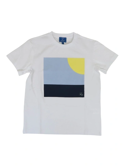 Fay Kids' Logo Print Cotton T-shirt In White