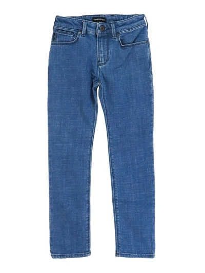 Emporio Armani Kids' Stretch Denim Jeans In Blue In Medium Wash