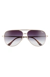 Quay X Desi Perkins High Key 62mm Aviator Sunglasses In Gold/ Black Fade