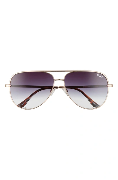 Quay X Desi Perkins High Key 62mm Aviator Sunglasses In Gold/ Black Fade