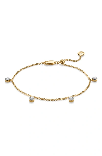 Monica Vinader Fiji Tiny Button Dia Bracelet In 18ct Gold Vermeil