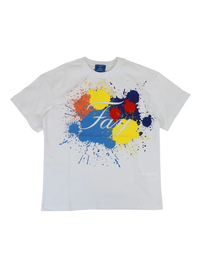 Fay Kids' Logo Print Cotton T-shirt In White