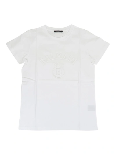 Balmain Kids' Tone-on-tone Logo T-shirt In White