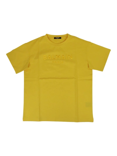 Balmain Kids' Tone-on-tone Logo T-shirt In Yellow