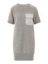 Sacai Contrast Chest Pocket Mini Dress In Grey