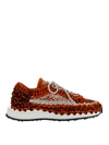 Valentino Garavani Crochet Sneakers In Woven Fabric In Orange