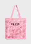 Prada Bicolor Woven Logo Shopper Tote Bag In F0442 Petalo