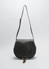 Chloé Marcie Medium Crossbody Bag In Grained Leather In Black