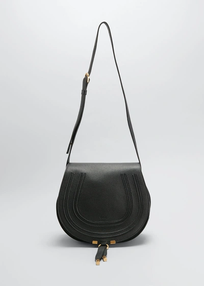 Chloé Marcie Medium Crossbody Bag In Grained Leather In Black