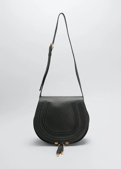 Chloé Marcie Medium Leather Crossbody Bag In Black