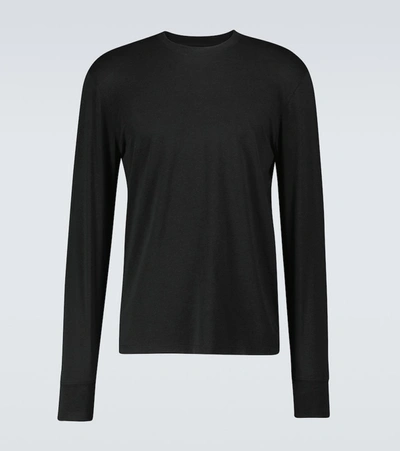 Tom Ford Long-sleeved Cotton-blend T-shirt In Black