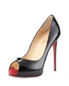 Christian Louboutin New Very Prive Patent Red Sole Pumps In Black
