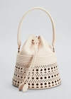 Alaïa Laser-cut Corset Bucket Top-handle Bag In Galet