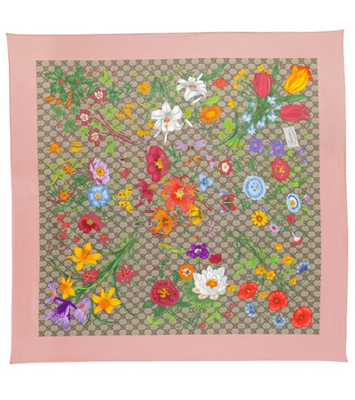 Gucci Gg Flora Silk Scarf In Multi