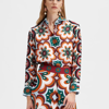 La Doublej Printed Button-down Silk Twill Boy Shirt In Ciccio Arancio