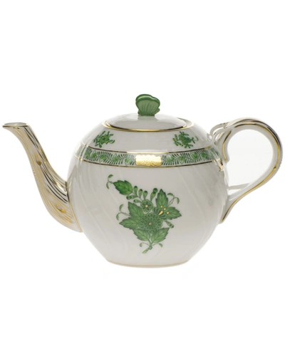 HEREND CHINESE BOUQUET GREEN TEAPOT WITH BUTTERFLY,PROD227440018