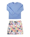 Ruggedbutts Baby Boys Rashguard T-shirt And Swim Trunk, 2 Piece Set In Blue Flamingo