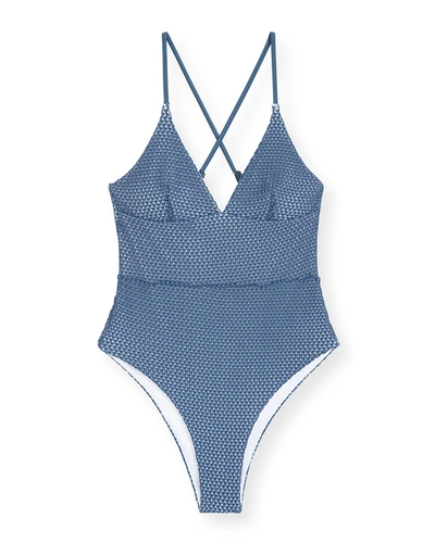 Onia Valentina Crocheted One-piece Swimsuit In Blue