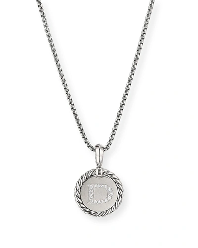 David Yurman Collectible Diamond Initial D Necklace In Silver