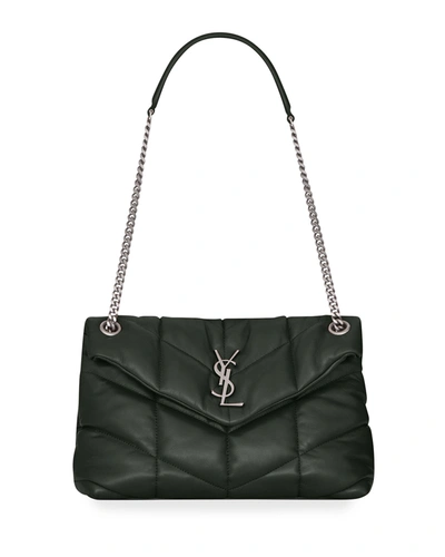 Saint Laurent Lou Lou Puffer Shoulder Bag In New Vert Fonce