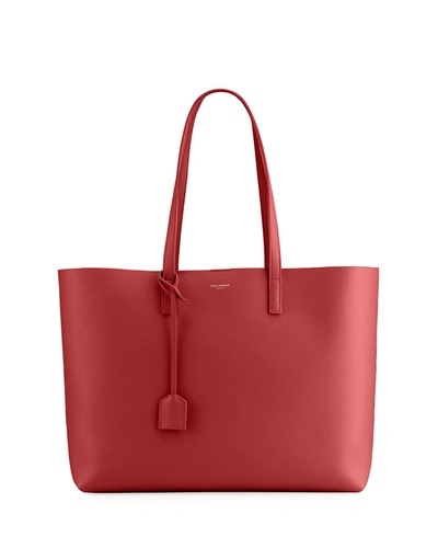 Saint Laurent Shopping Leather Tote In Opyum Red