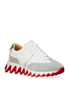 CHRISTIAN LOUBOUTIN MEN'S LOUBISHARK FLAT MIX-LEATHER RED SOLE SNEAKERS,PROD238850330