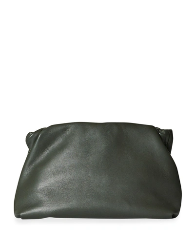 The Row Leather Frame Clutch In Olive