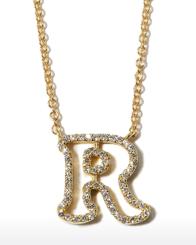 Albert Malky 18k Yellow Gold Diamond Initial "r" Necklace