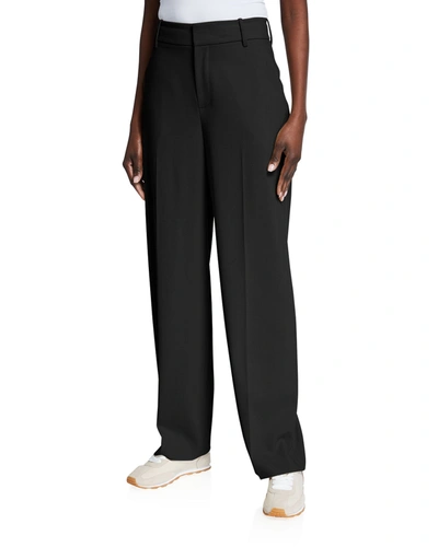 Vince High-waist Straight-leg Pants In Black