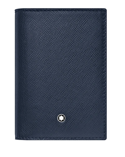 Montblanc Meisterstuck Leather Business Card Holder With Gusset In Blue