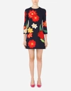 DOLCE & GABBANA SHORT CREPE DRESS WITH FLORAL PATCHES